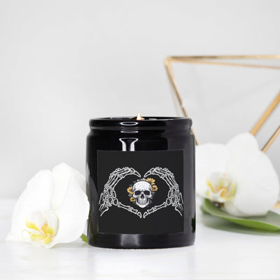 skeleton hands skull sunflowers soy candle