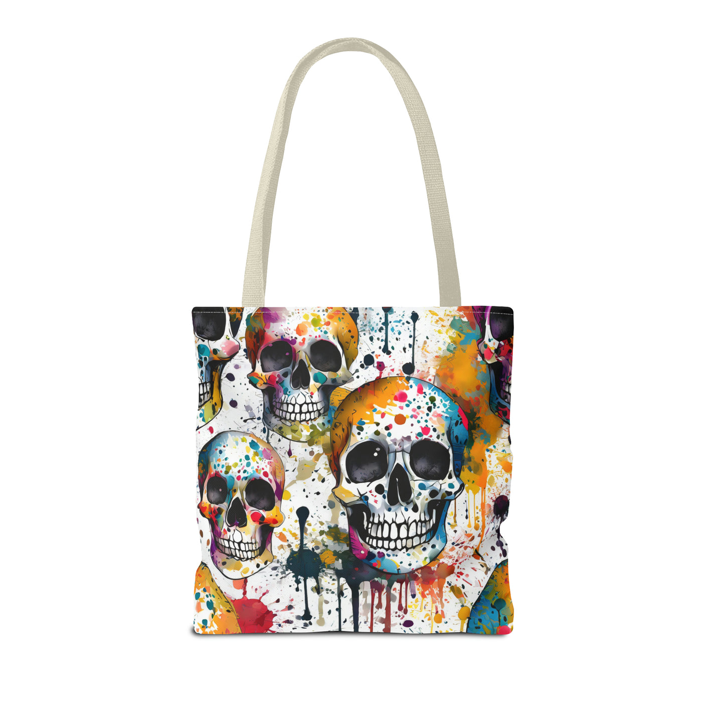 Colorful Paint Splatter Skull Tote Bag