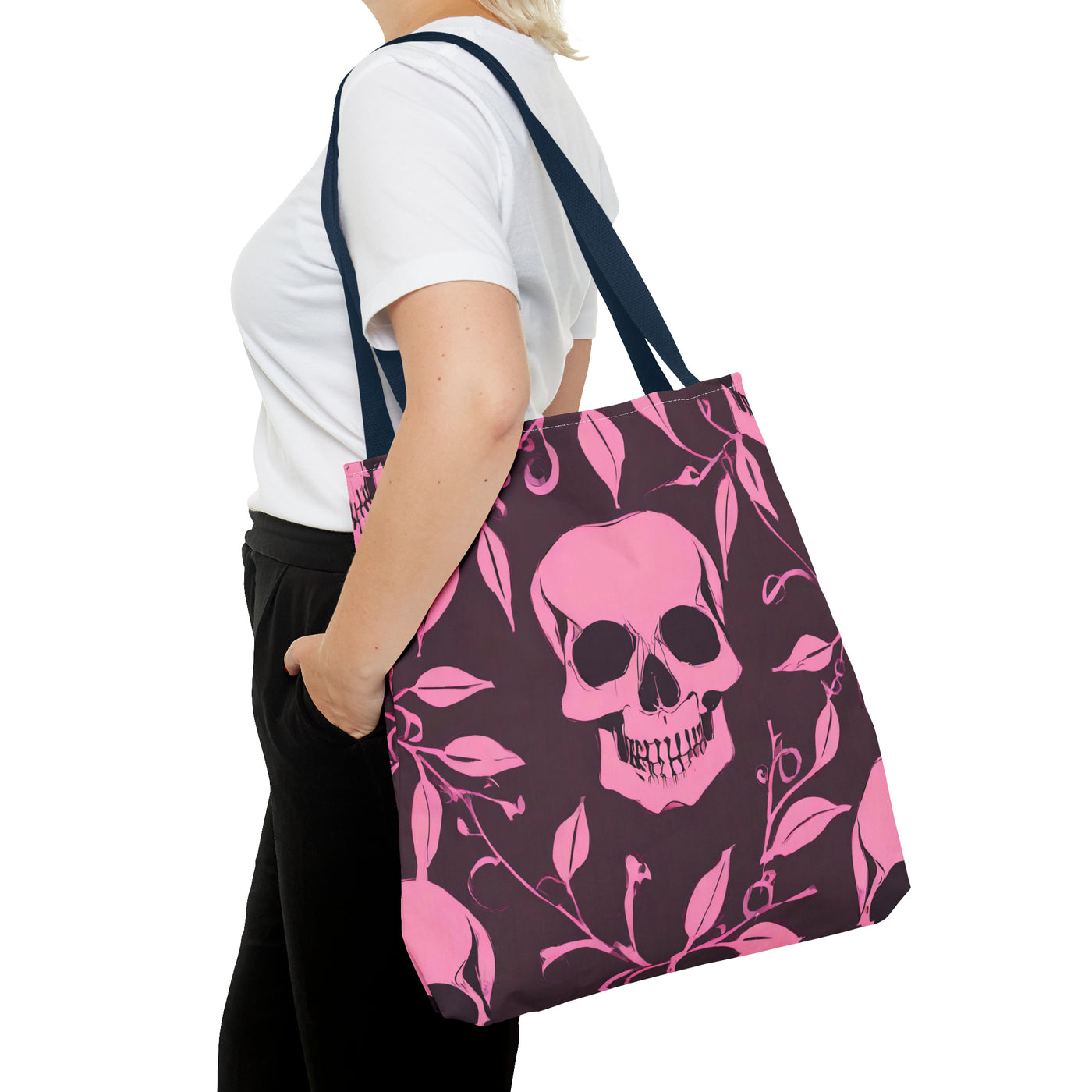 Skull and Vines Pink Tote Bag