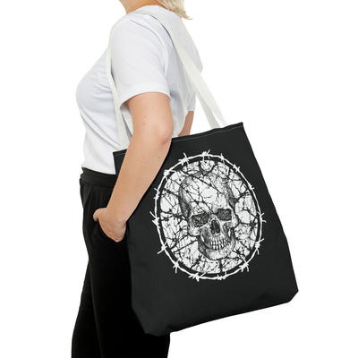 Barbed Wire Skull Tote Bag