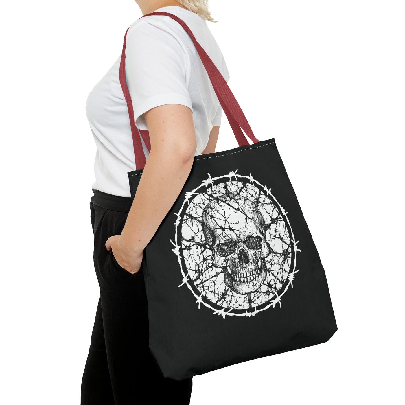 Barbed Wire Skull Tote Bag