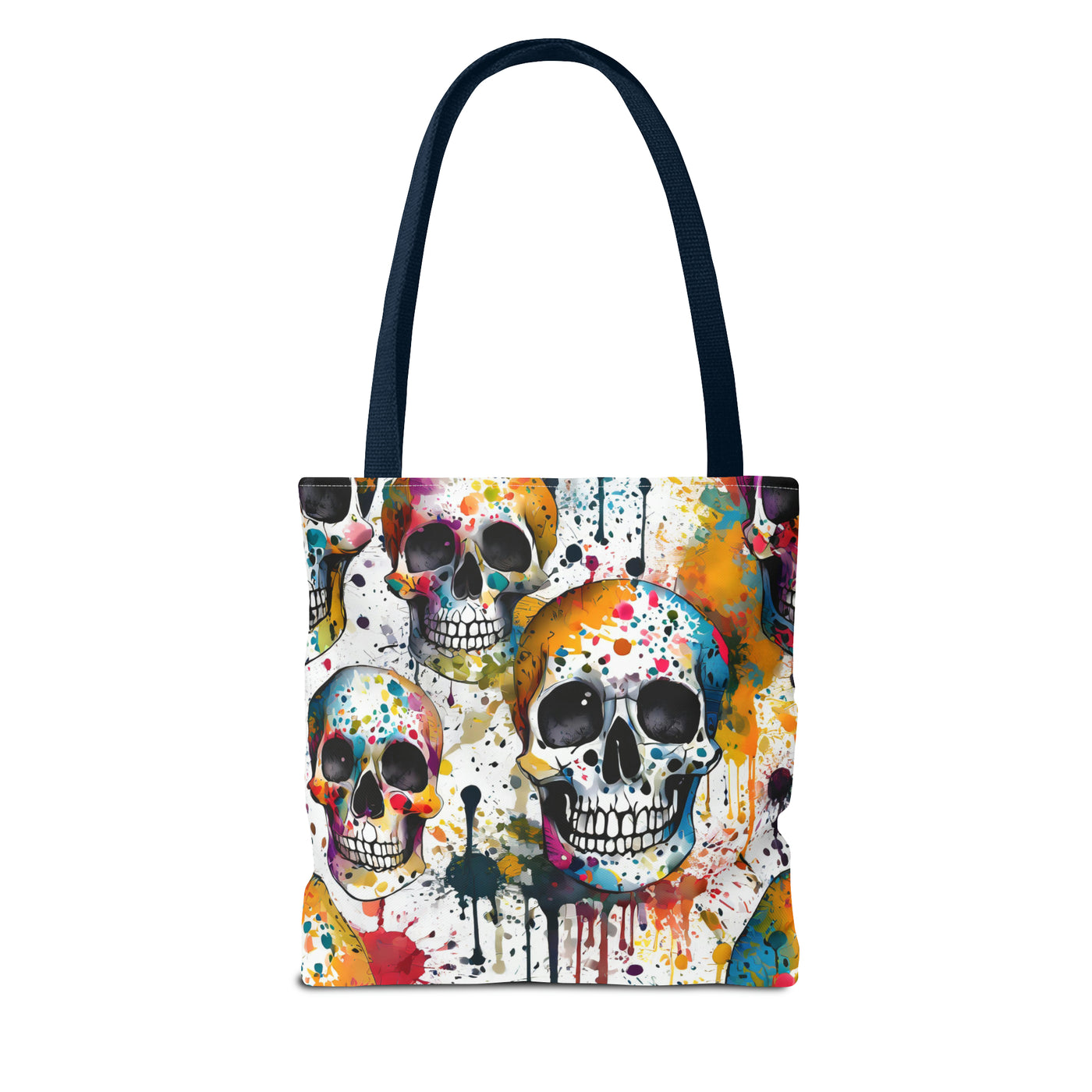 Colorful Paint Splatter Skull Tote Bag