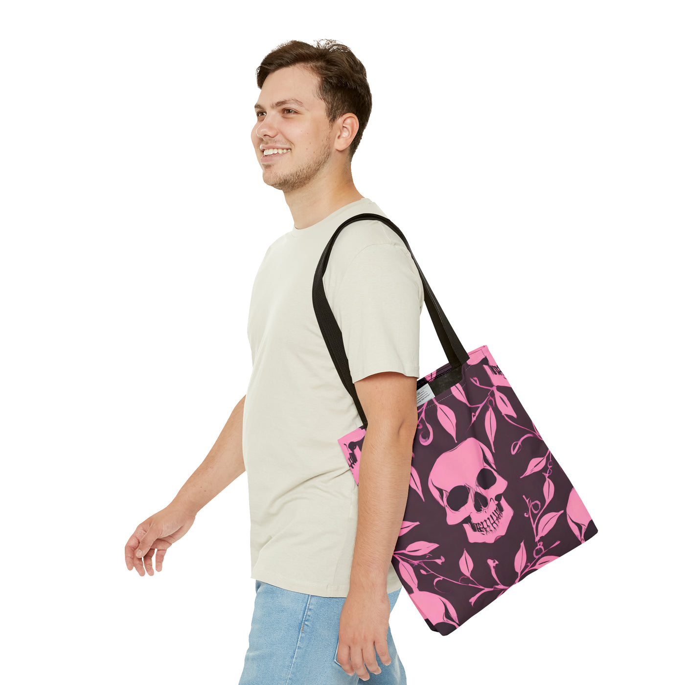 Skull and Vines Pink Tote Bag