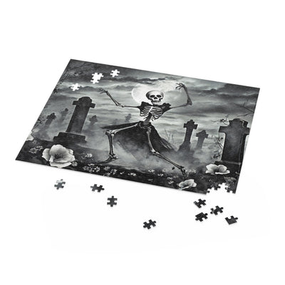 Skeleton Dancing in a Graveyard Spooky Puzzle
