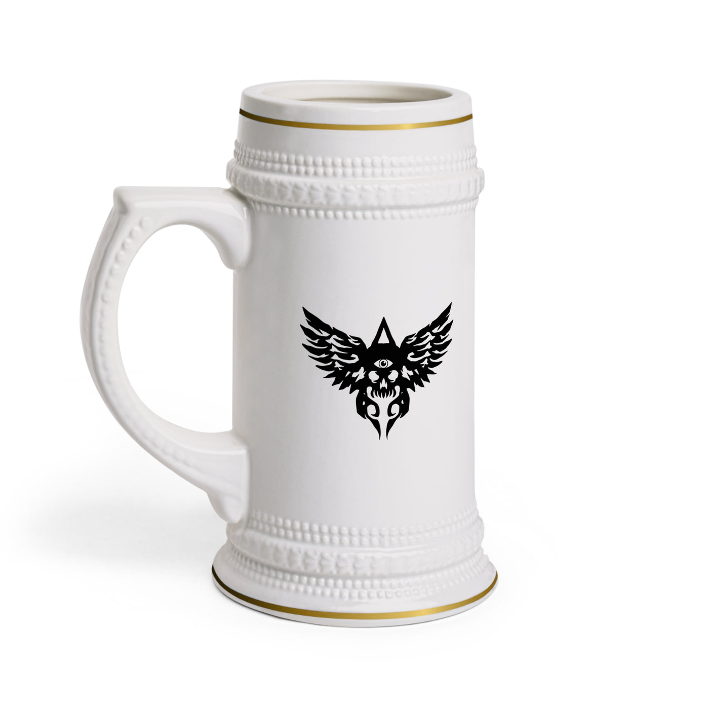 Winged Skull Ceramic Beer Stein Mug