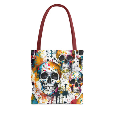 Colorful Paint Splatter Skull Tote Bag