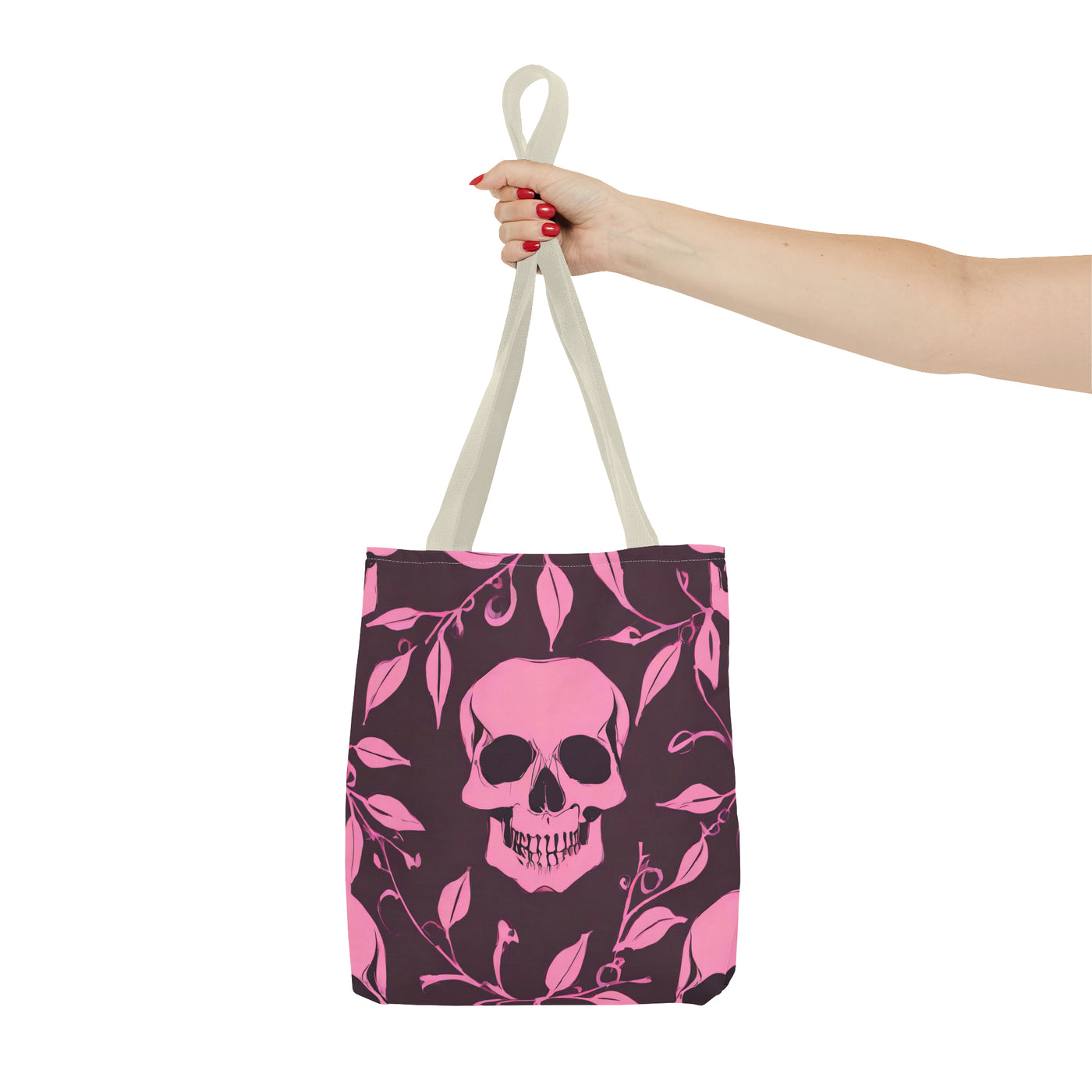 Skull and Vines Pink Tote Bag