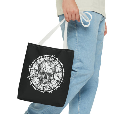 Barbed Wire Skull Tote Bag