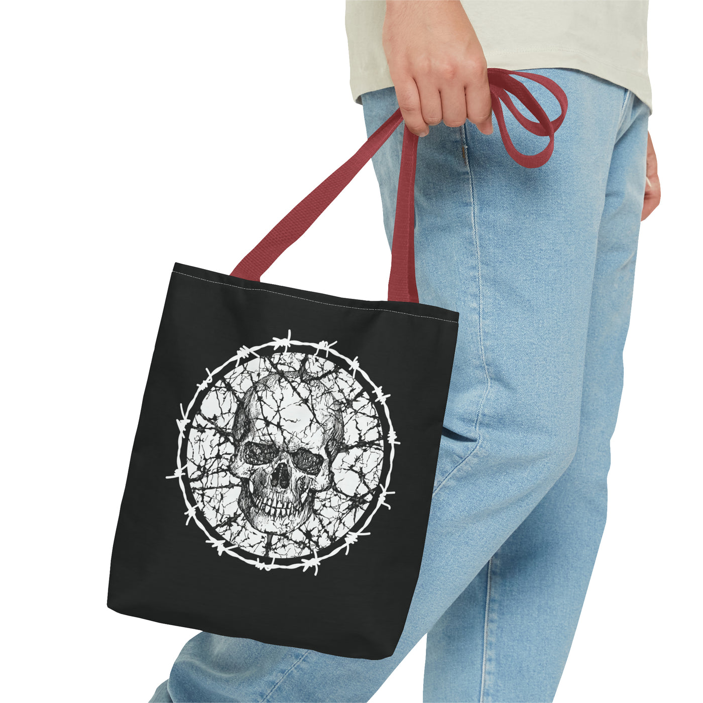 Barbed Wire Skull Tote Bag