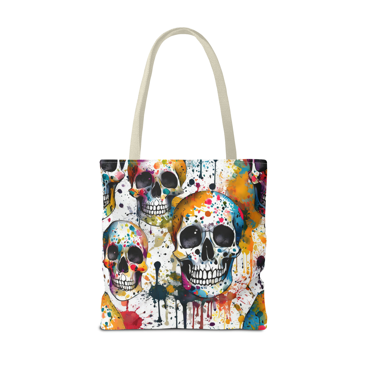 Colorful Paint Splatter Skull Tote Bag