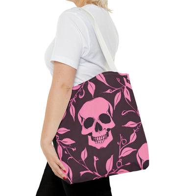 Skull and Vines Pink Tote Bag