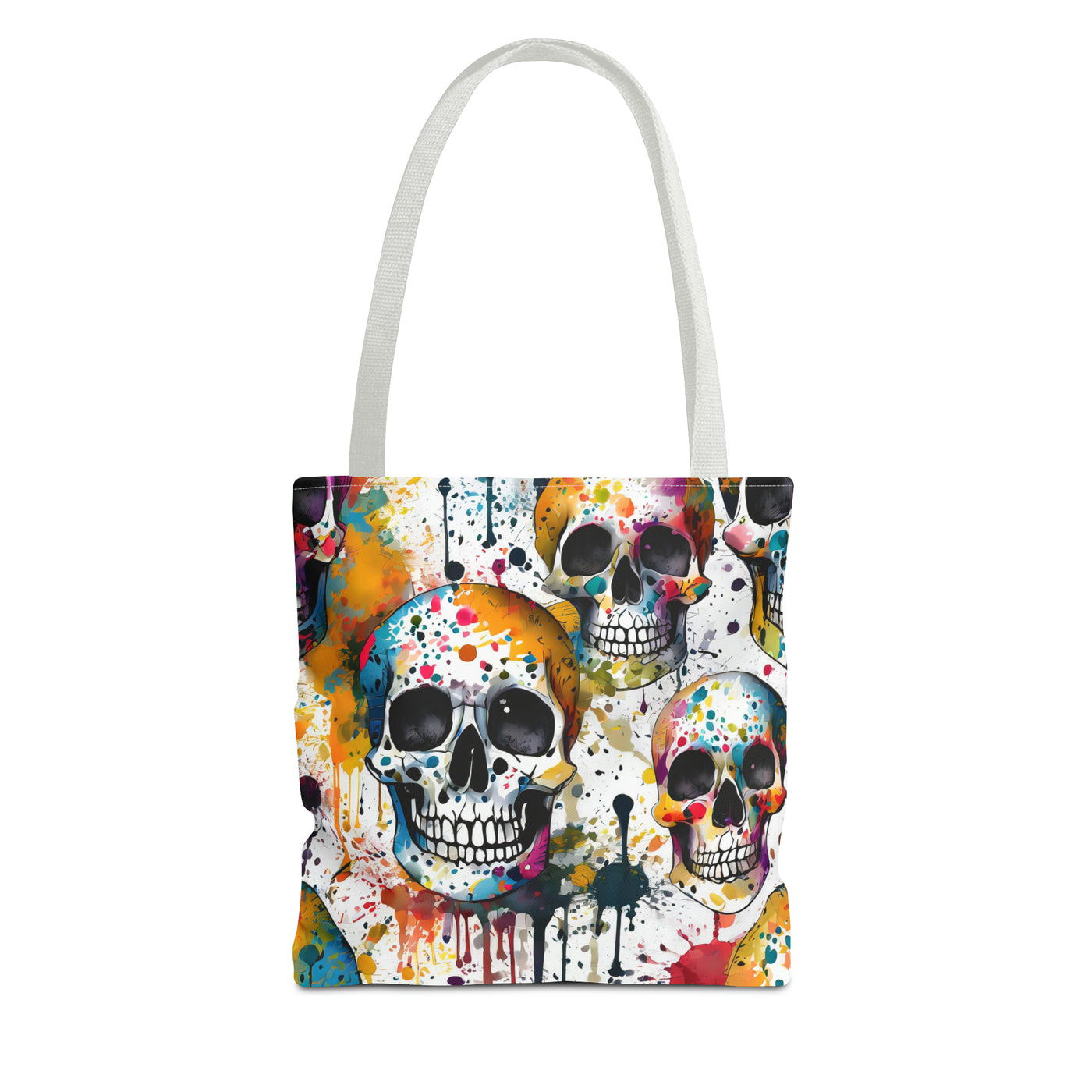 Colorful Paint Splatter Skull Tote Bag