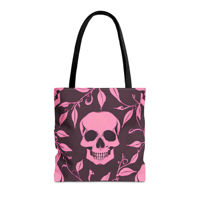 Skull and Vines Pink Tote Bag