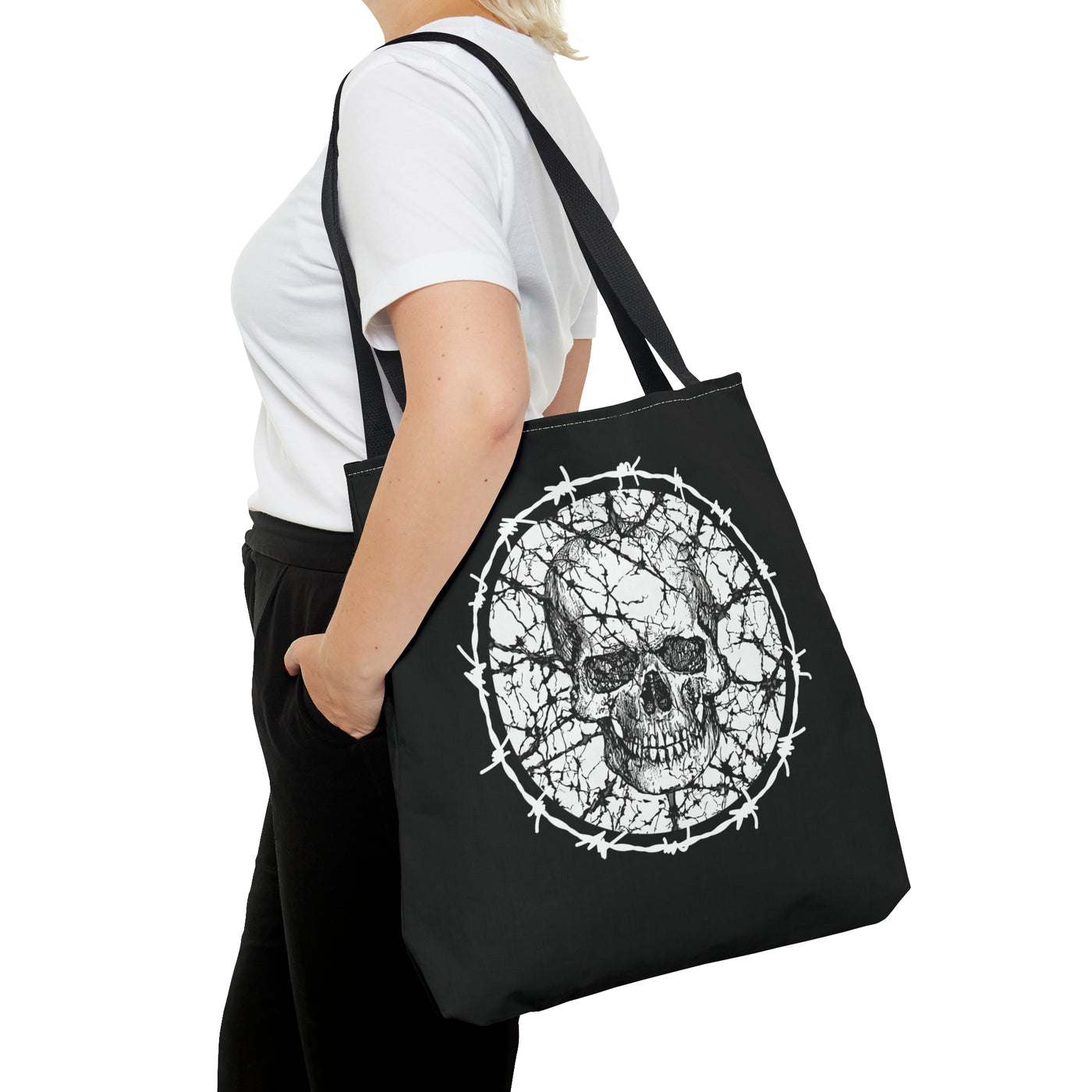 Barbed Wire Skull Tote Bag