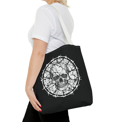 Barbed Wire Skull Tote Bag