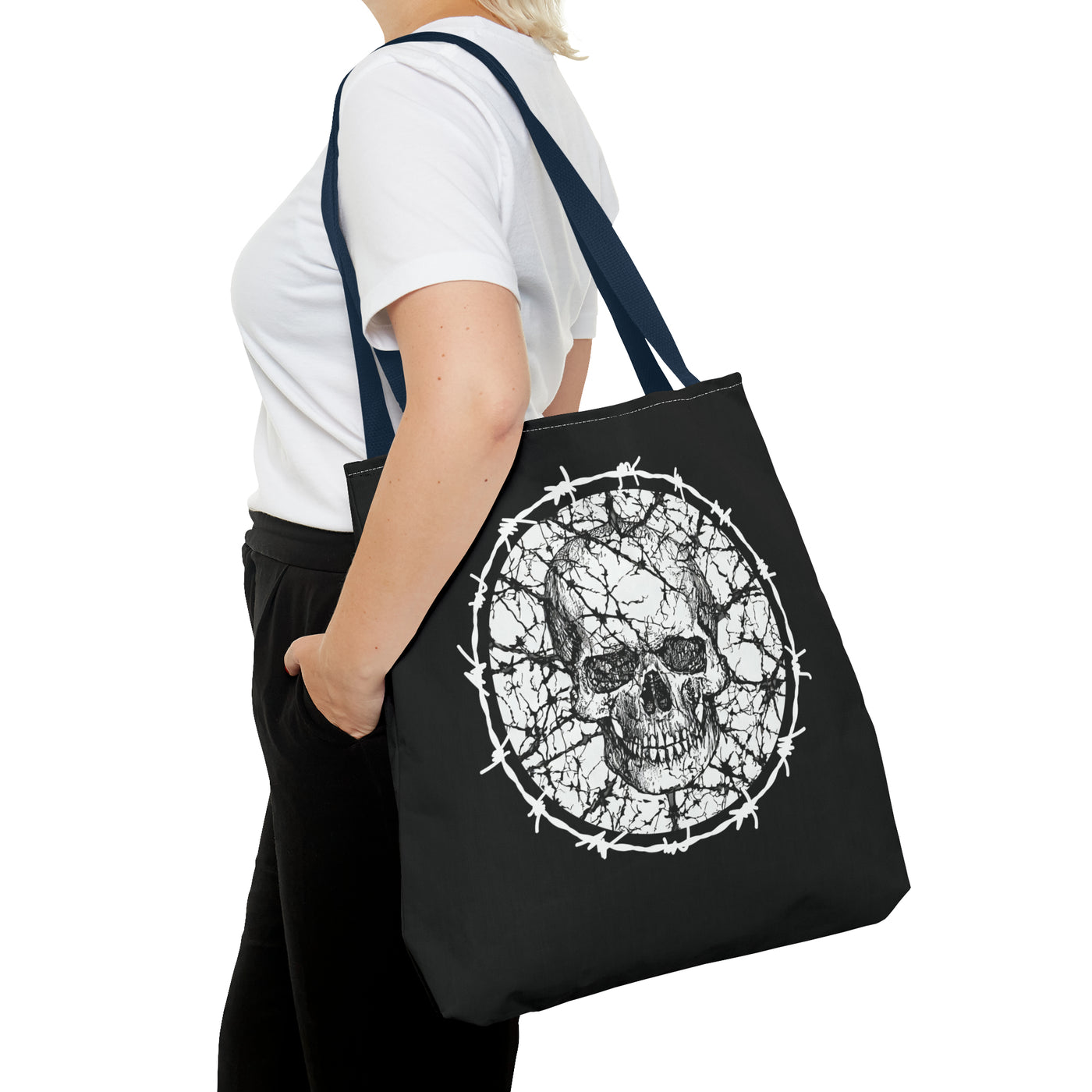 Barbed Wire Skull Tote Bag