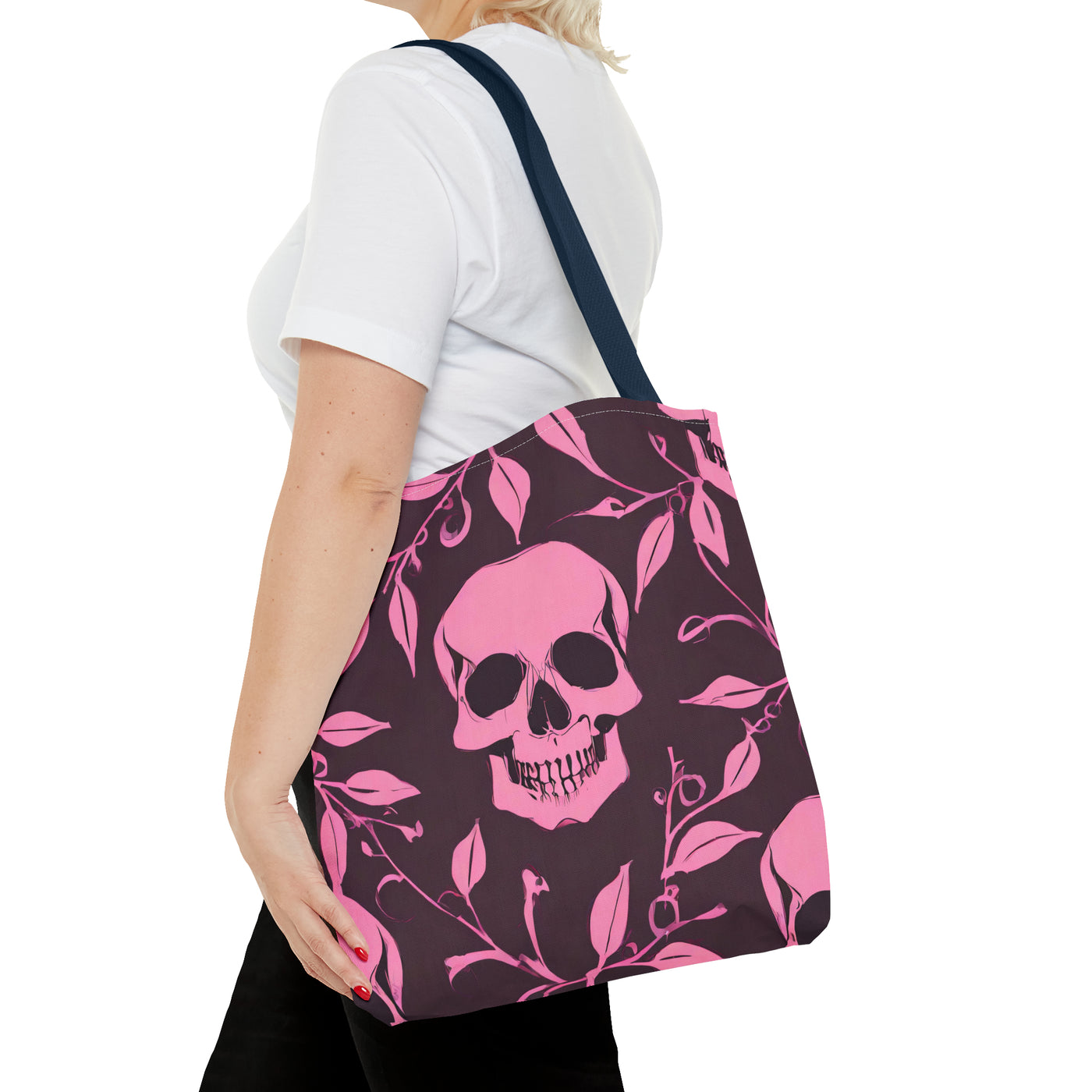 Skull and Vines Pink Tote Bag