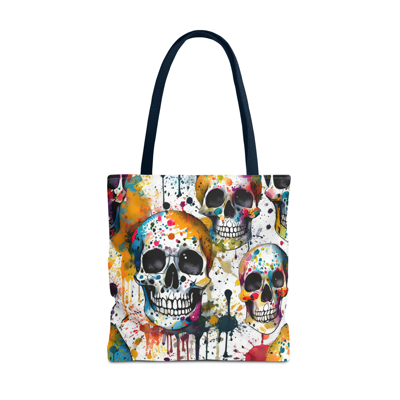 Colorful Paint Splatter Skull Tote Bag