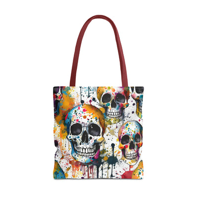 Colorful Paint Splatter Skull Tote Bag