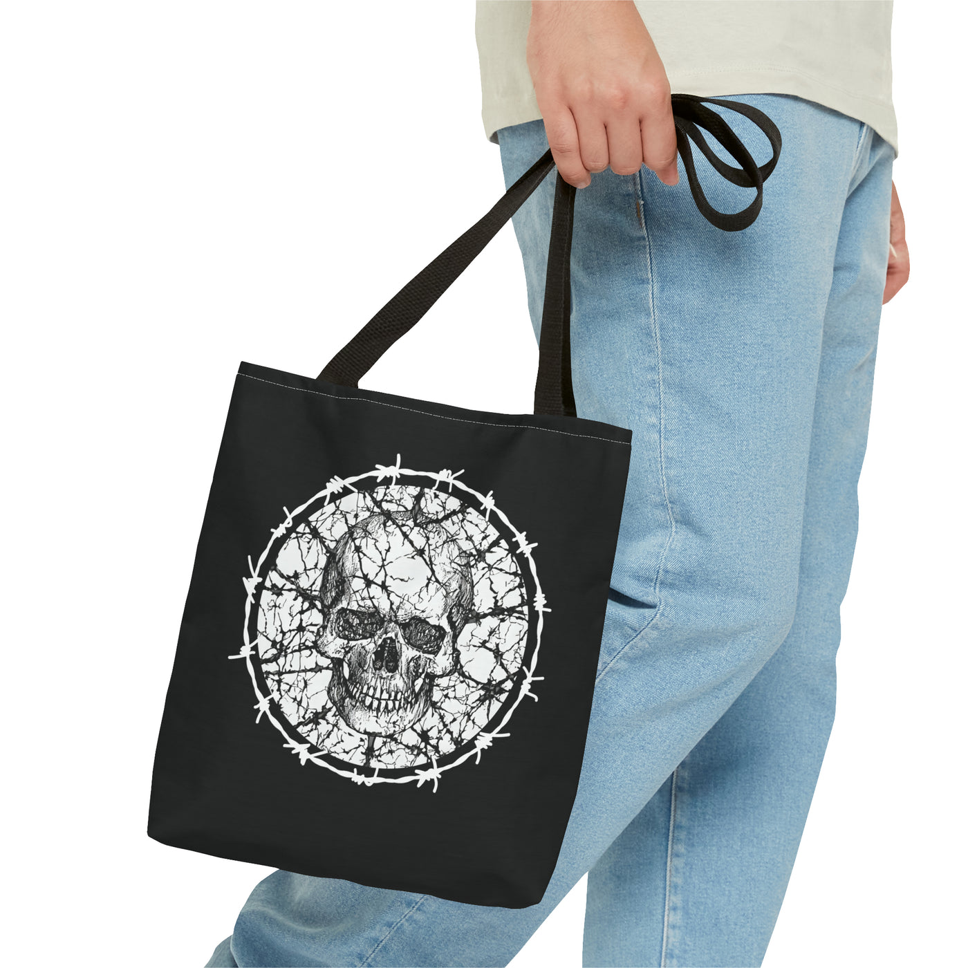 Barbed Wire Skull Tote Bag