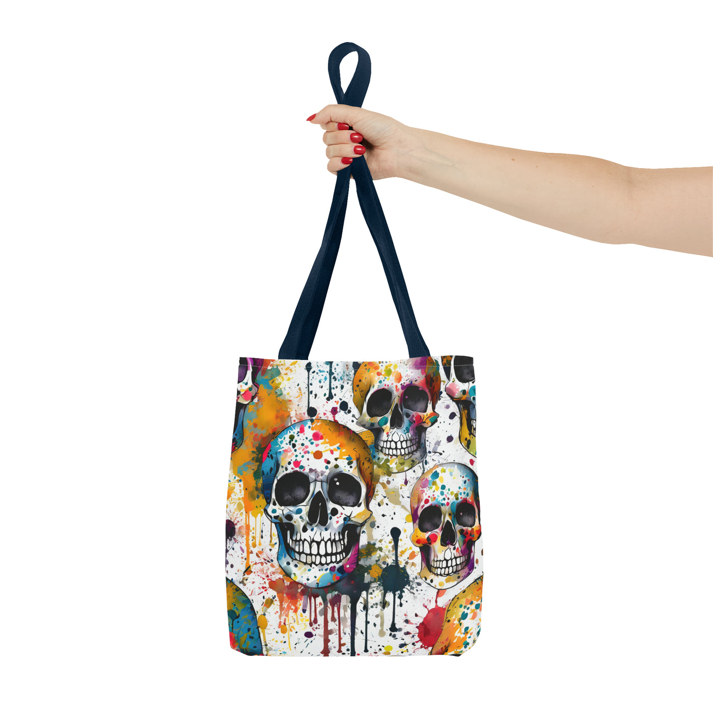 Colorful Paint Splatter Skull Tote Bag