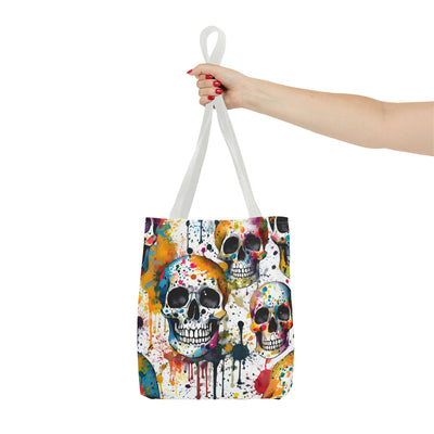 Colorful Paint Splatter Skull Tote Bag