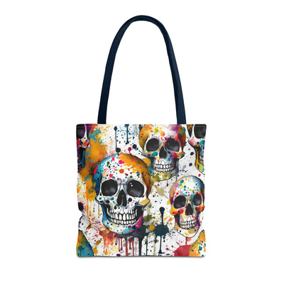 Colorful Paint Splatter Skull Tote Bag