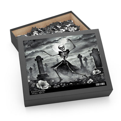 Skeleton Dancing in a Graveyard Spooky Puzzle