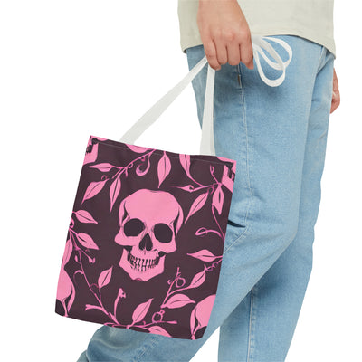 Skull and Vines Pink Tote Bag