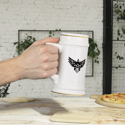 Winged Skull Ceramic Beer Stein Mug