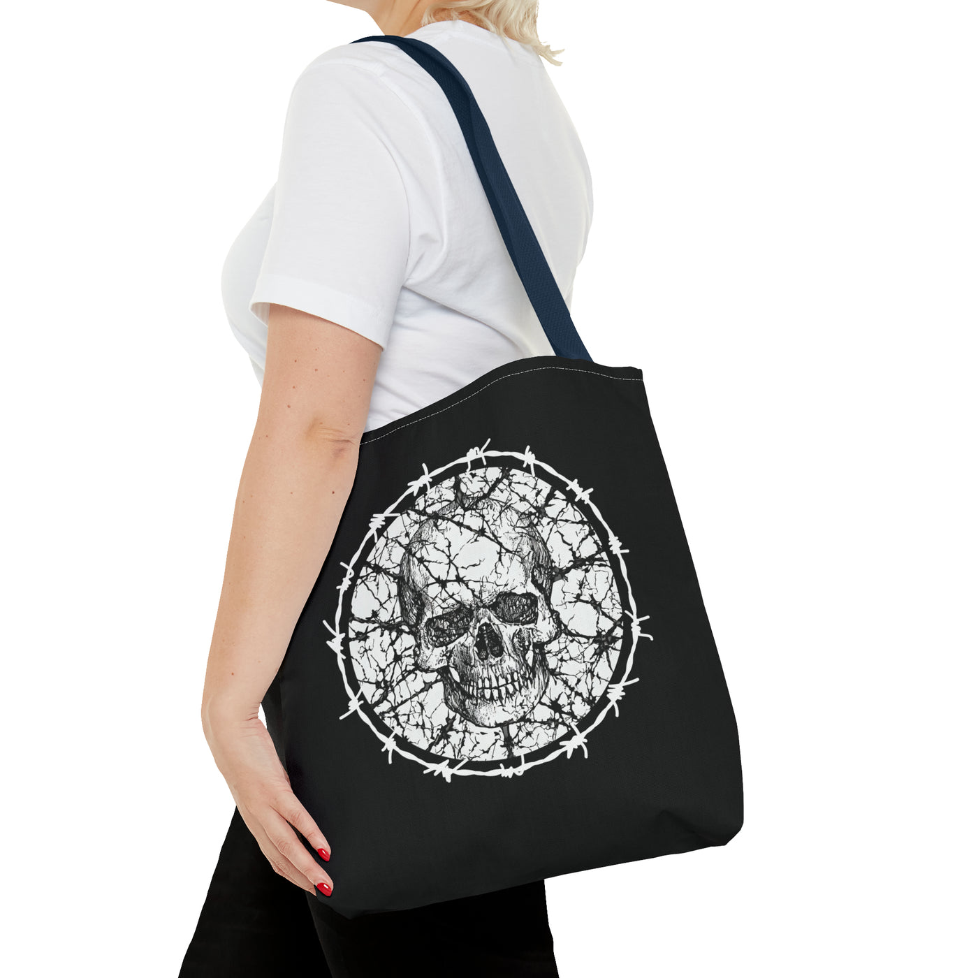 Barbed Wire Skull Tote Bag