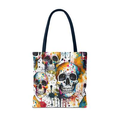 Colorful Paint Splatter Skull Tote Bag