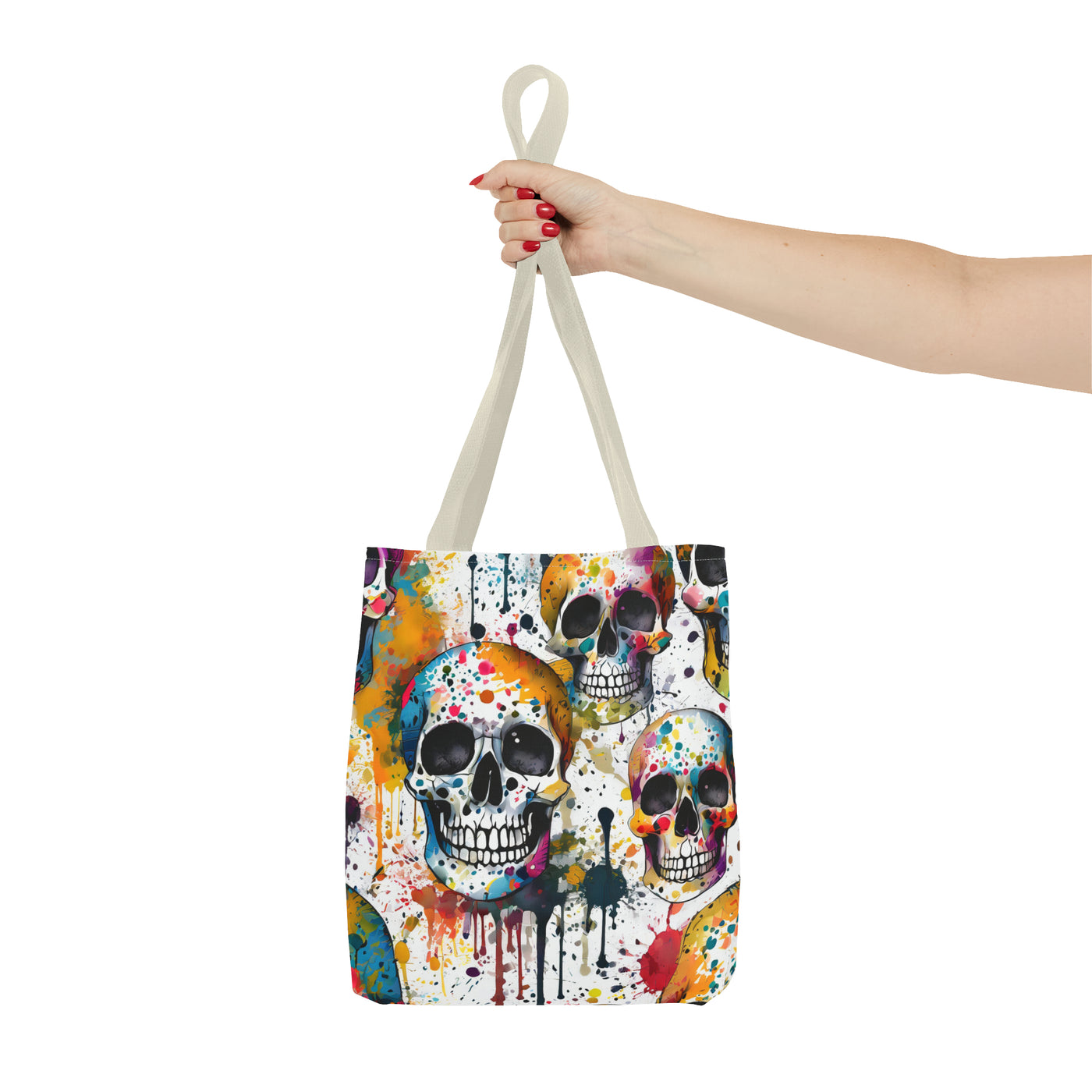 Colorful Paint Splatter Skull Tote Bag