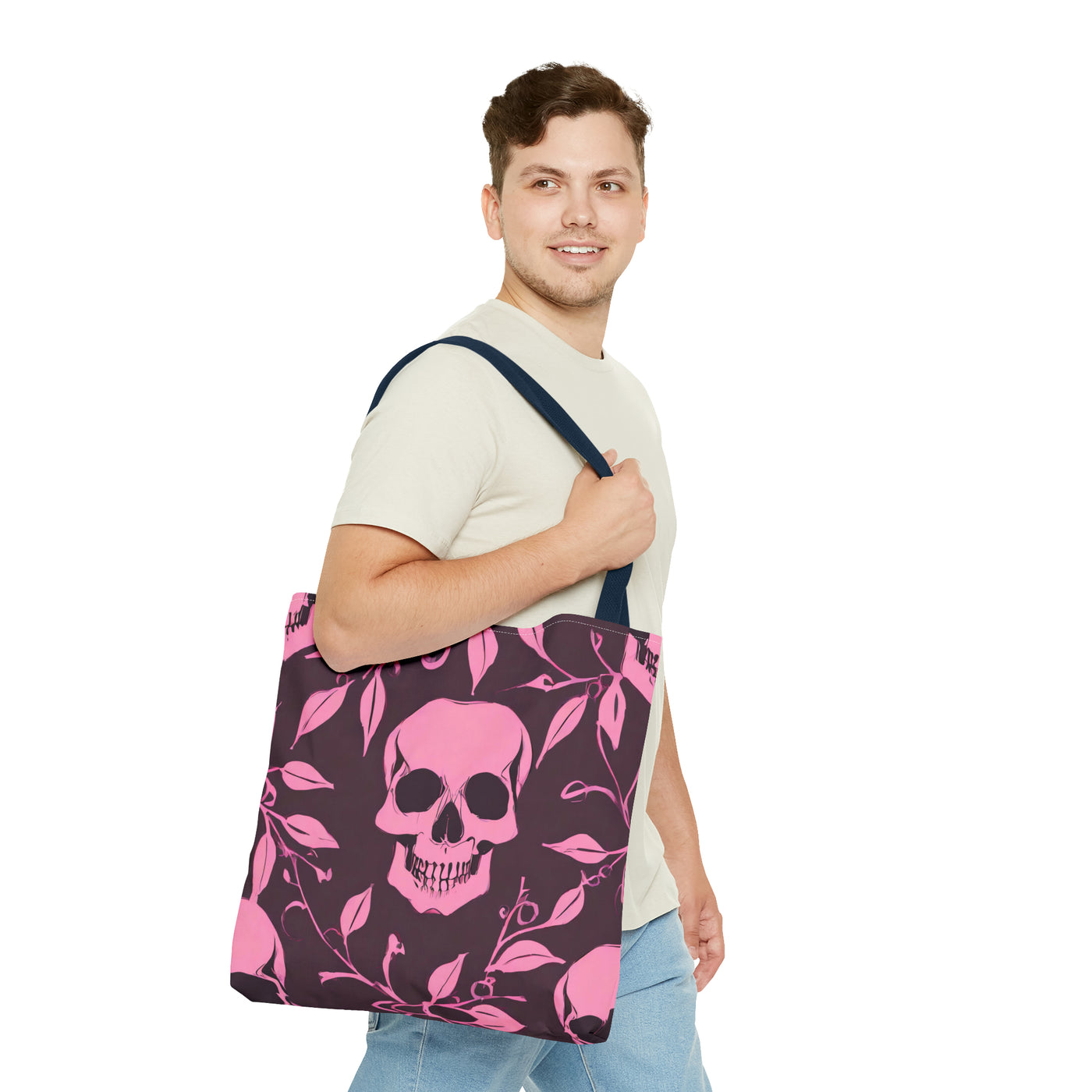 Skull and Vines Pink Tote Bag