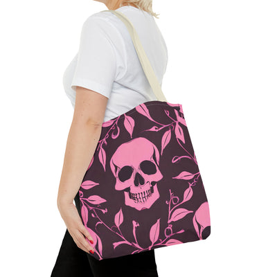 Skull and Vines Pink Tote Bag