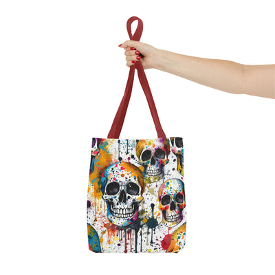 Colorful Paint Splatter Skull Tote Bag