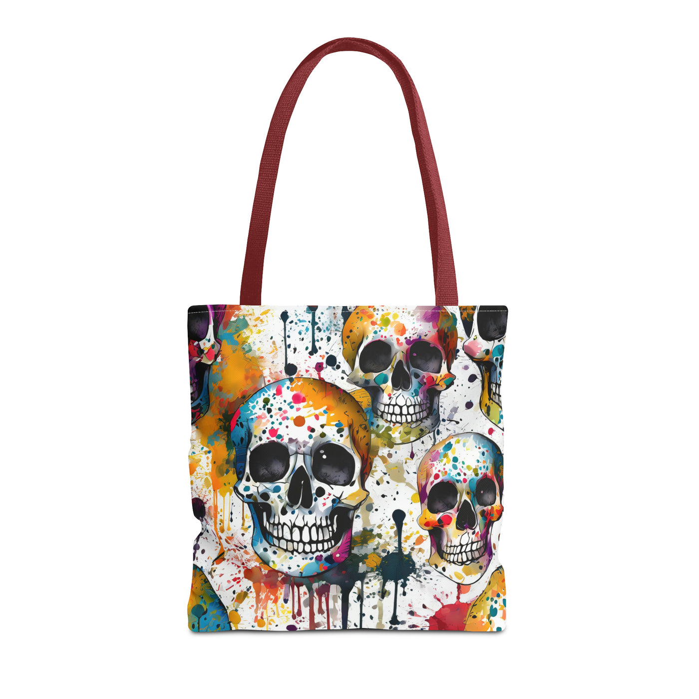 Colorful Paint Splatter Skull Tote Bag