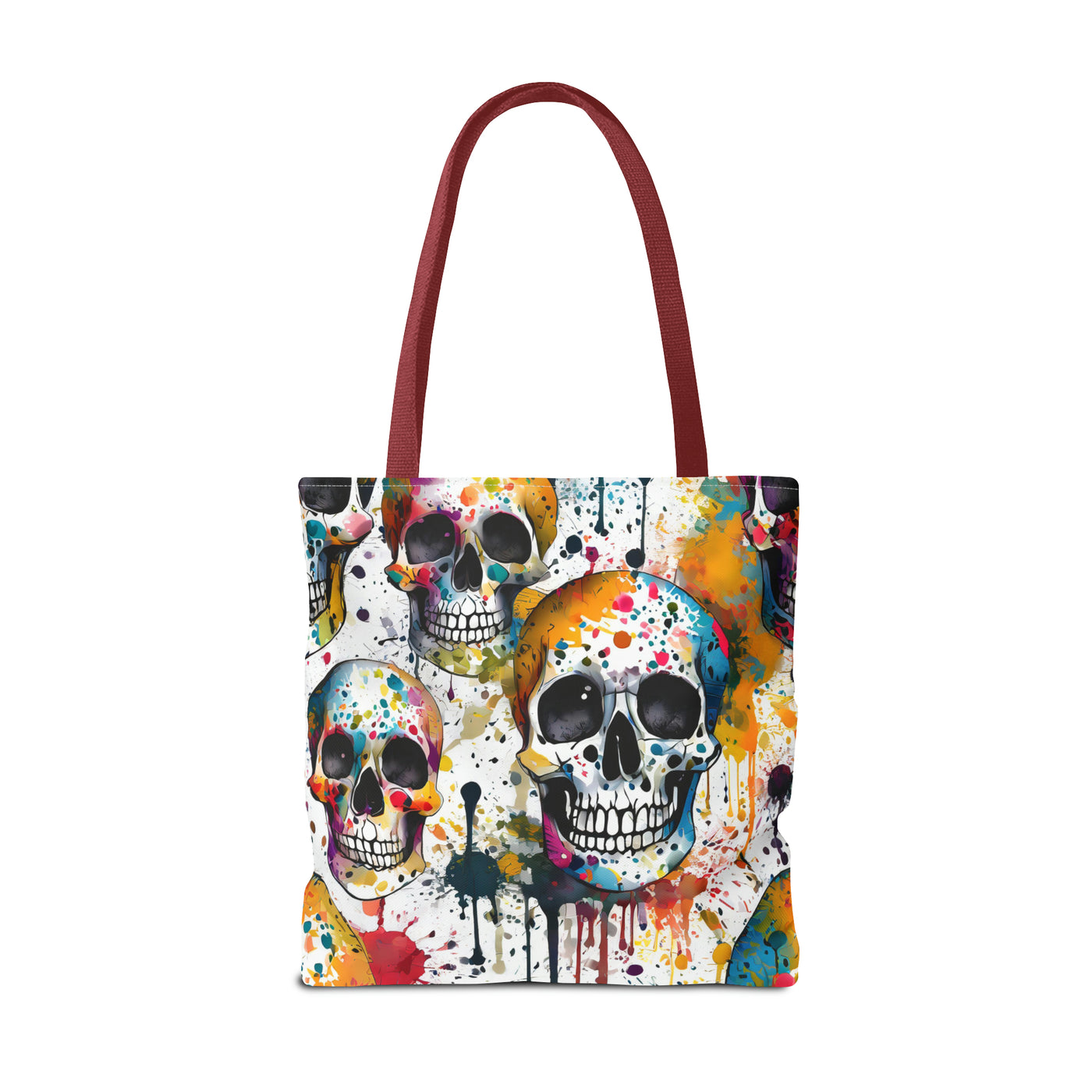 Colorful Paint Splatter Skull Tote Bag