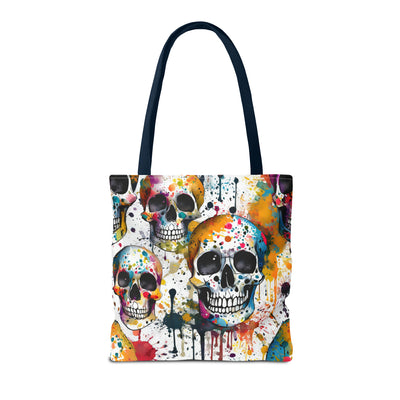 Colorful Paint Splatter Skull Tote Bag