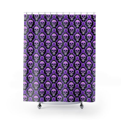purple skull printed shower curtain