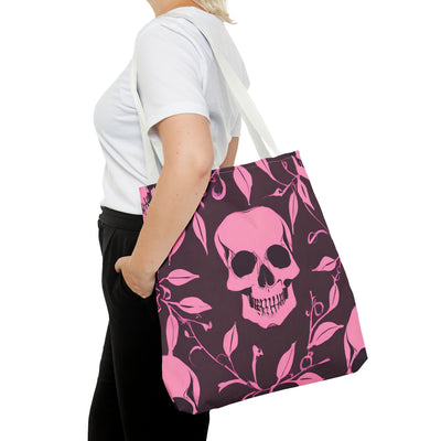 Skull and Vines Pink Tote Bag