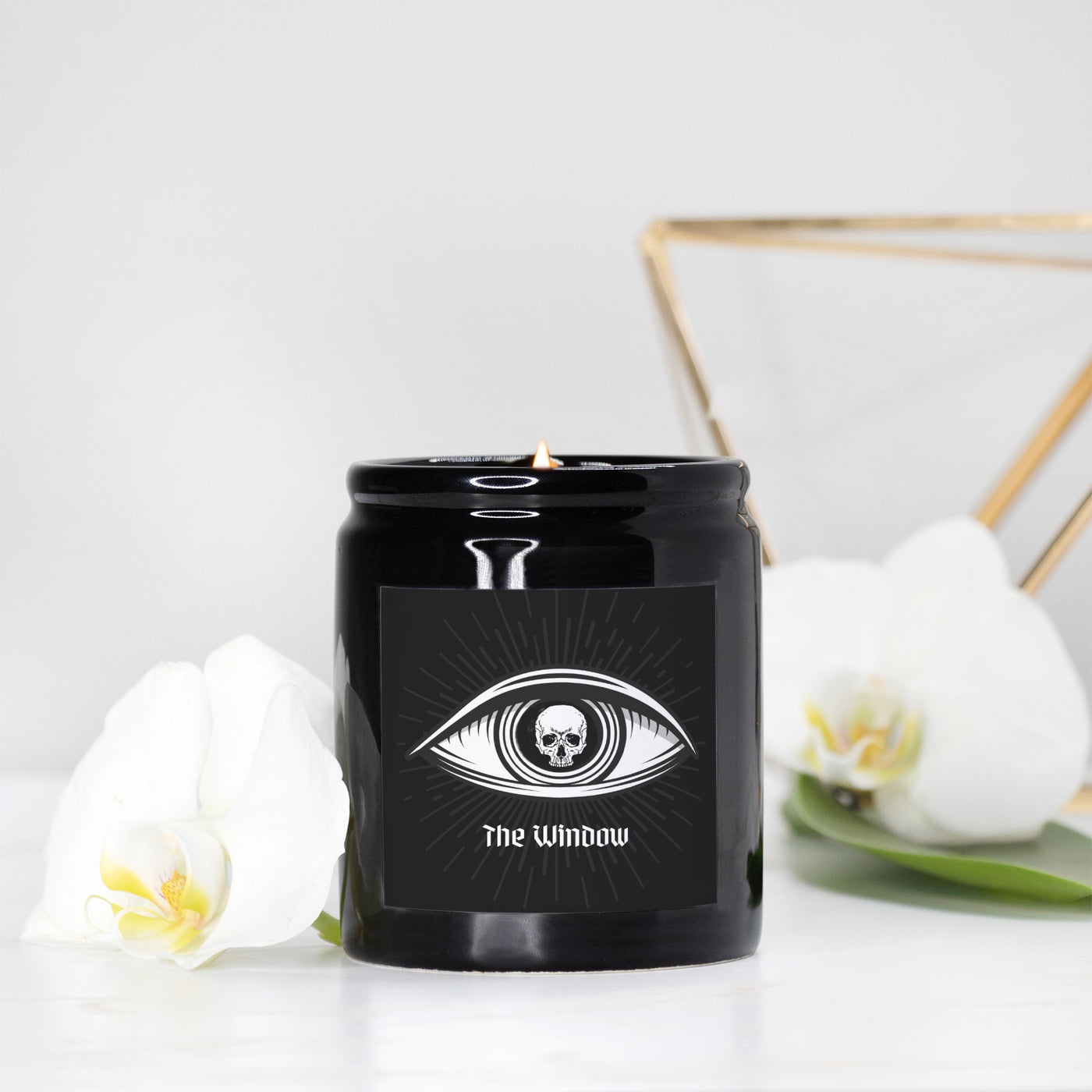 Skull In Eye "The Window" Ceramic Candle