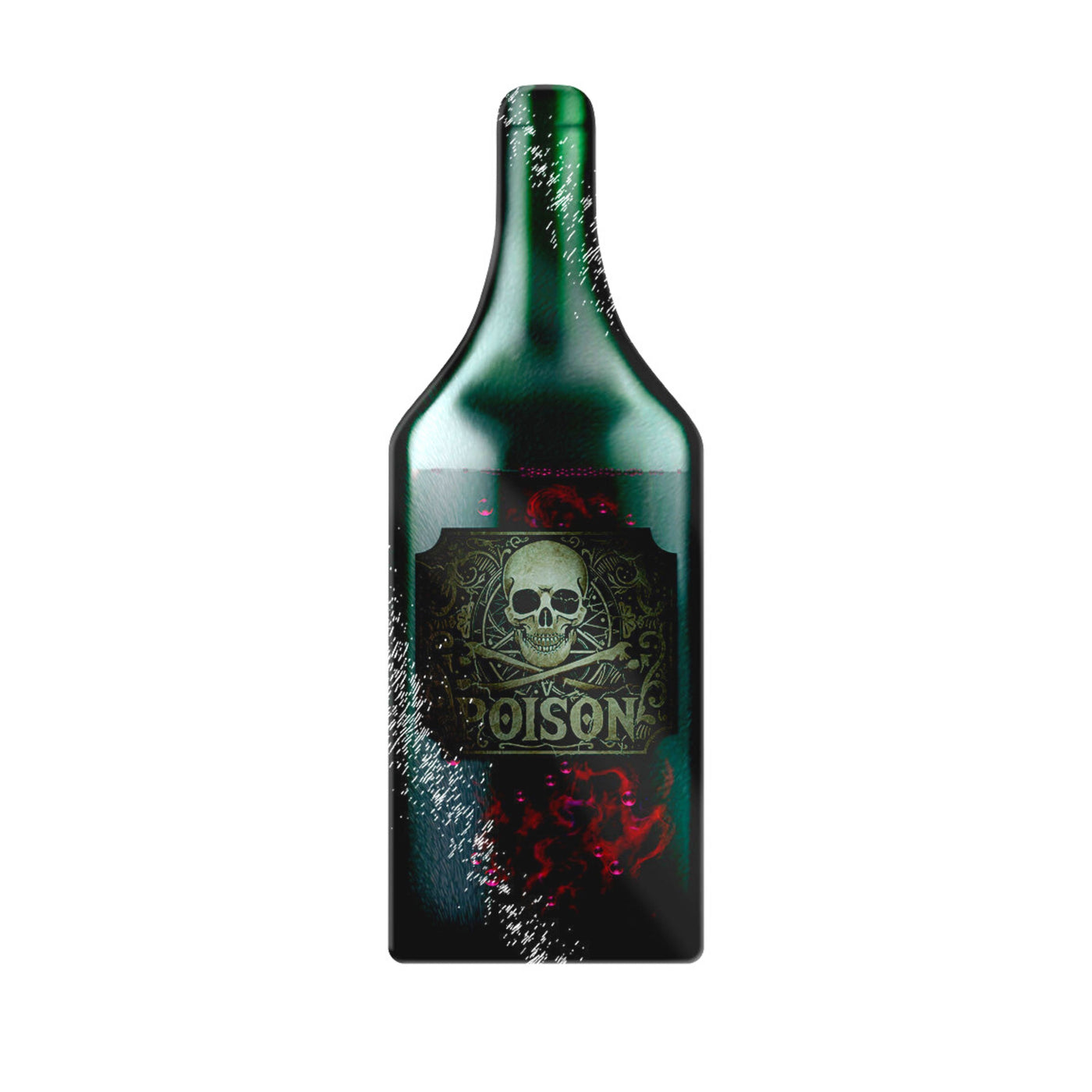 Skull and Crossbones Bottle Shaped Glass Cutting Board