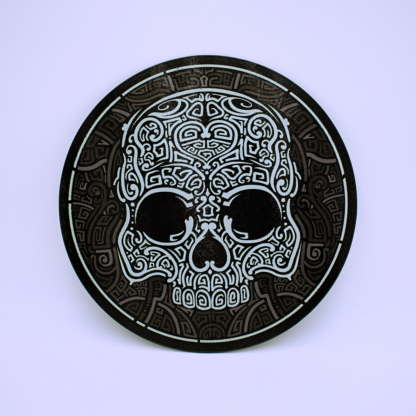 Celtic Skull Design Round Glass Cutting Board - The Cranio Collections