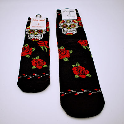 Day of the Dead Sugar Skull and Roses Socks - The Cranio Collections
