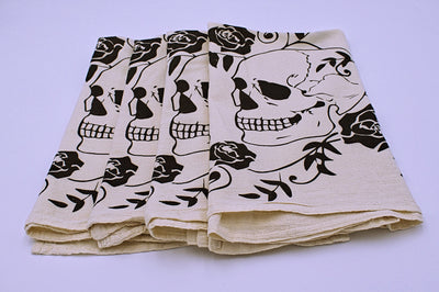 Skull and Flowers Flour Sack Towels-4 pack - The Cranio Collections