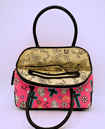Skull and Cross Print Purse with Coin Wallet - The Cranio Collections