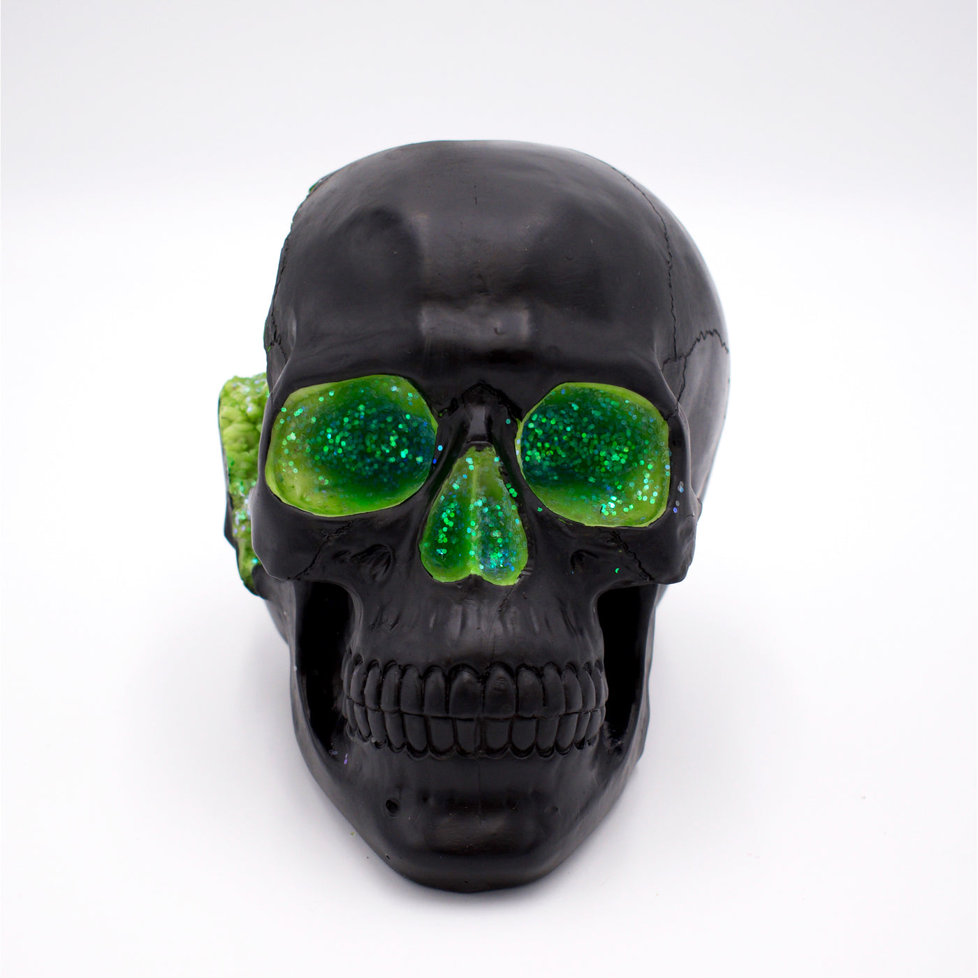 Faux Green Geode Skull Sculpture - The Cranio Collections