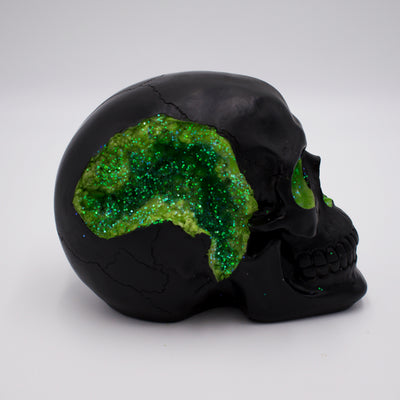 Faux Green Geode Skull Sculpture - The Cranio Collections