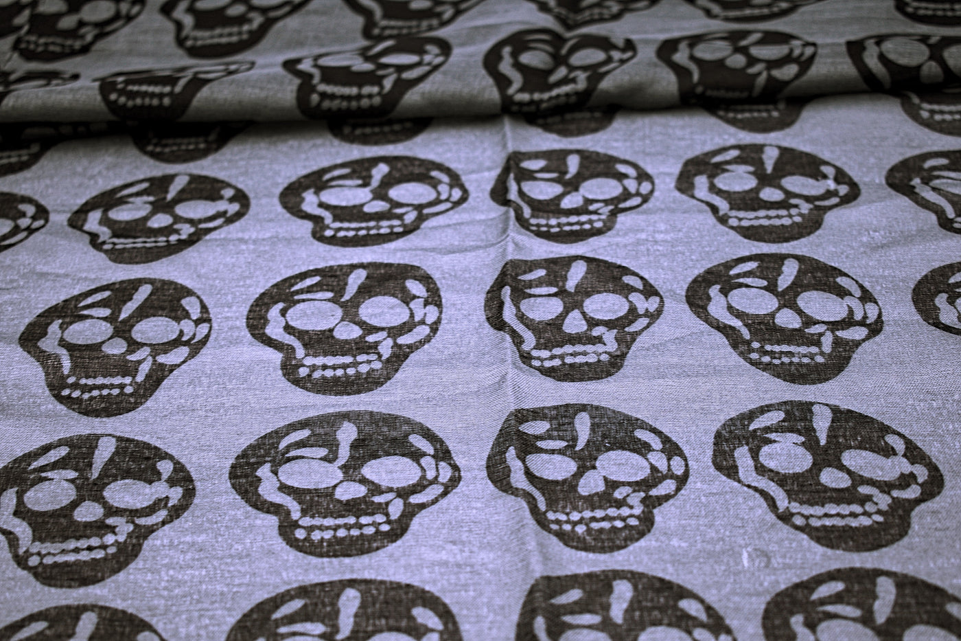Grey Cotton Blend Skull Scarf - The Cranio Collections